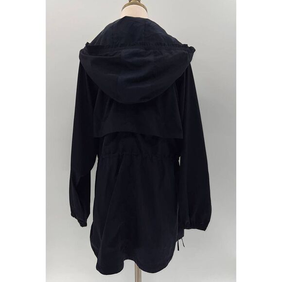 Athleta Navy Blue Hooded Zip Up Pocketed Trench Jacket- S/M - Picture 3 of 15